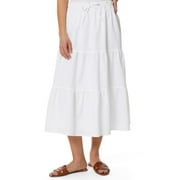 Womens Textured Tiered Midi Skirt